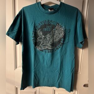 Harley-Davidson Teal Eagle Tee with Pocket from Boston Mass. Harley Davidson